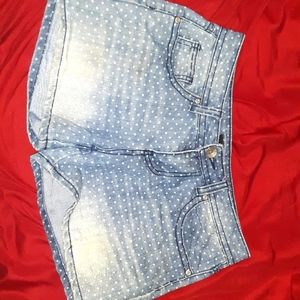 Dotted light blue denim size 4 shorts
